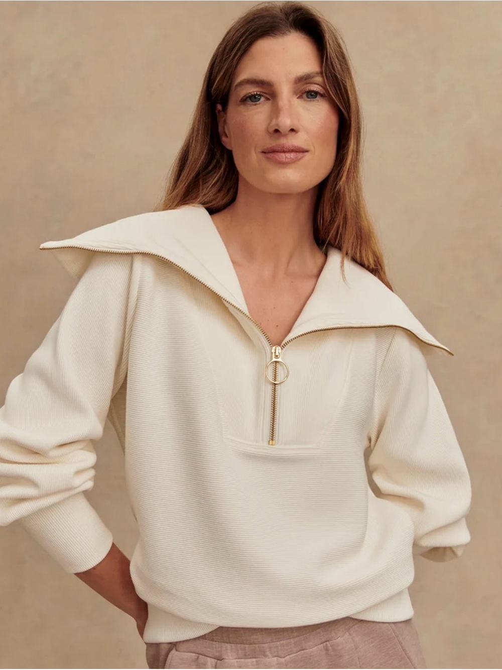 Vine Half-Zip Pullover Ivory